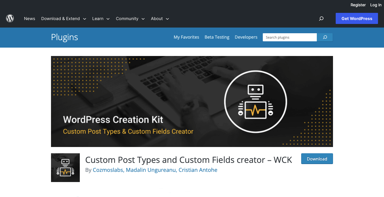 Die 7+ besten WordPress-Plugins für benutzerdefinierte Beitragstypen für Elementor 9 Custom Post Types and Custom Fields Creator - WCK