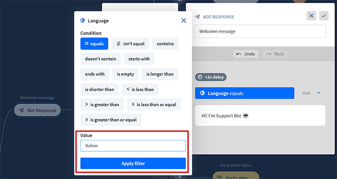 Filtre değeri ekle Add filter value
