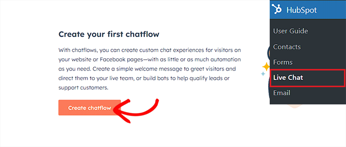 Sohbet akışı oluştur düğmesini tıklayın Click the Create Chat flow button