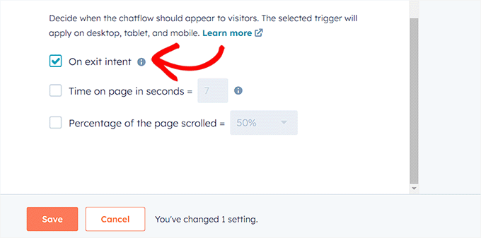 Chatbot için bir tetikleyici seçin Choose a trigger for chatbot