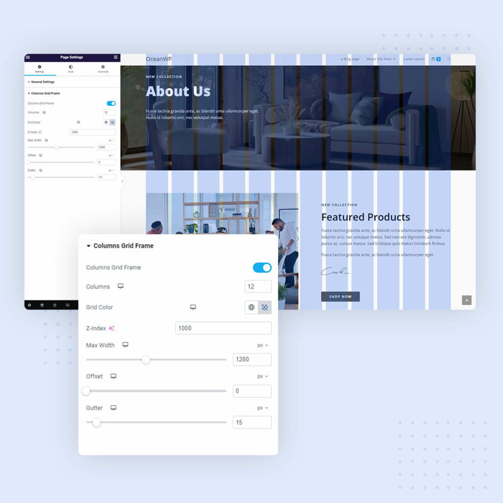 إطار شبكة أعمدة يشبه Figma لـ Elementor لتحقيق تصميم مثالي للبيكسل