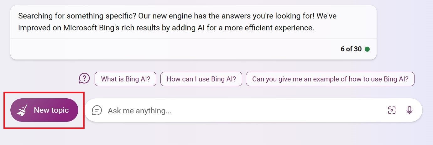 Bing Chat Nuevo tema