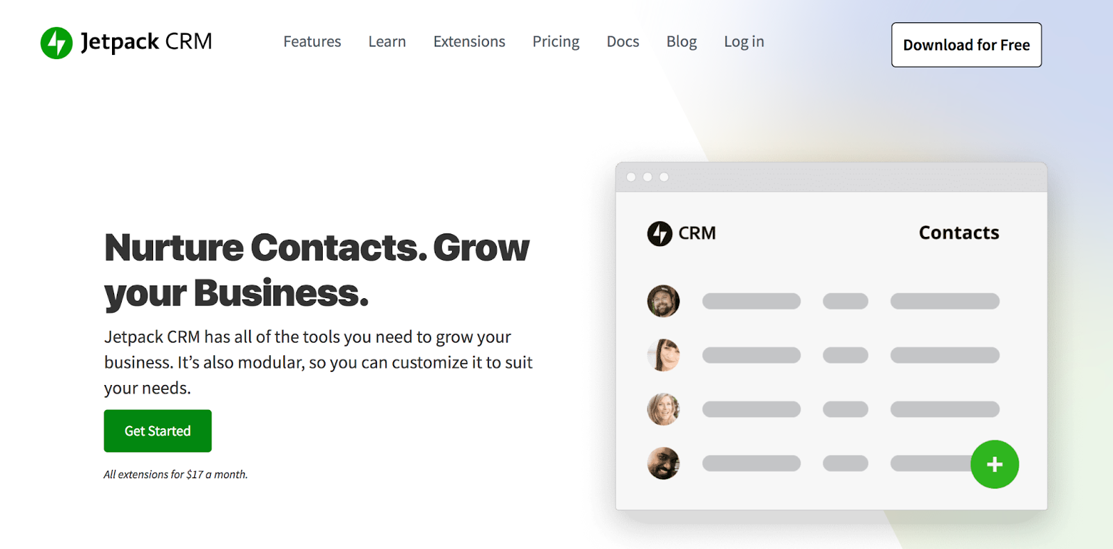 Jetpack CRM ana sayfası