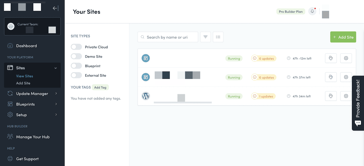 หน้าจอ Control HQ หลักภายใน Dollie