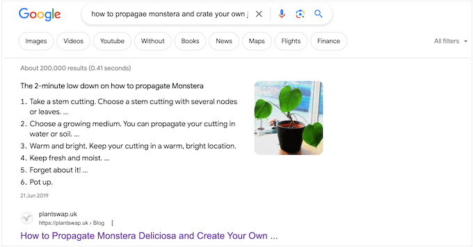 ตัวอย่างตัวอย่างข้อมูลสื่อสมบูรณ์บน Google An example of a rich snippet on Google