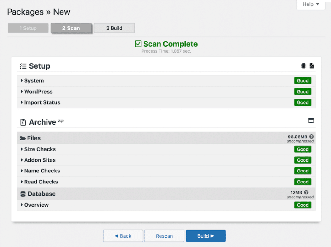 Duplicator Pro package scan