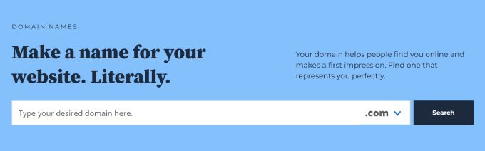 Búsqueda de dominio Bluehost Bluehost domain search