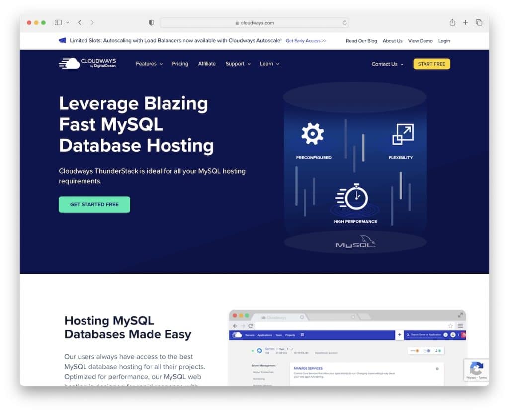 cloudways ผู้ให้บริการโฮสต์ฐานข้อมูล mysql