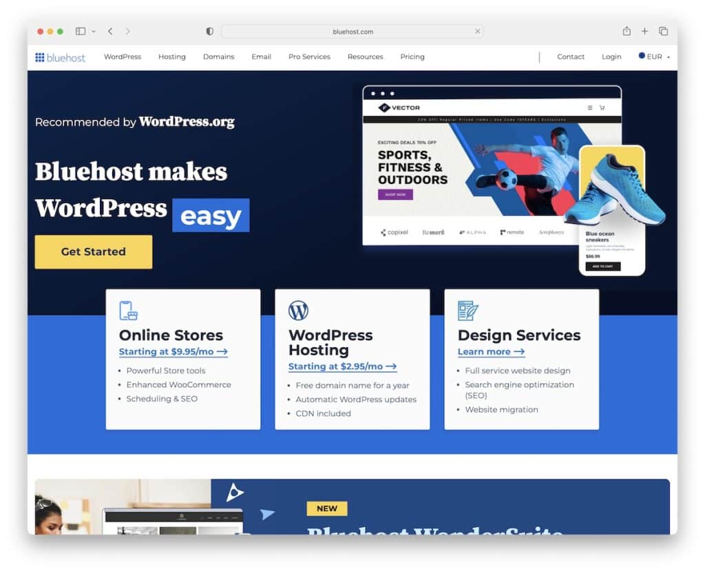 bluehost ücretsiz web barındırma