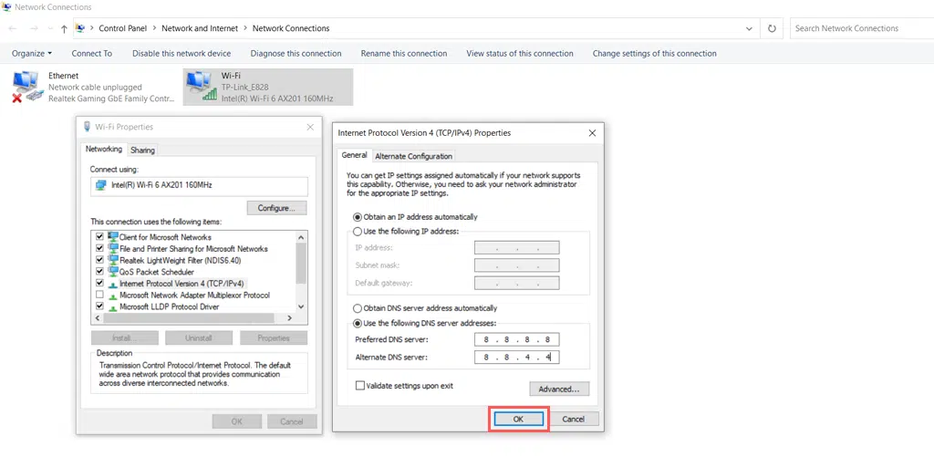 如何修復 err_name_not_resolved 錯誤? (10種方法)9 Changing DNS settings in Windows