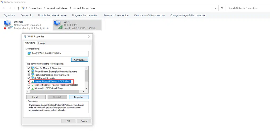 如何修復 err_name_not_resolved 錯誤? (10種方法)8 Internet Protocol Version 4 (TCP/IPv4)