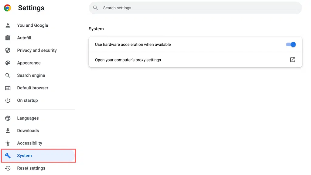 ¿Cómo solucionar el error ERR_UNKNOWN_URL_SCHEME? (9 métodos) 6 Hardware Acceleration in Chrome