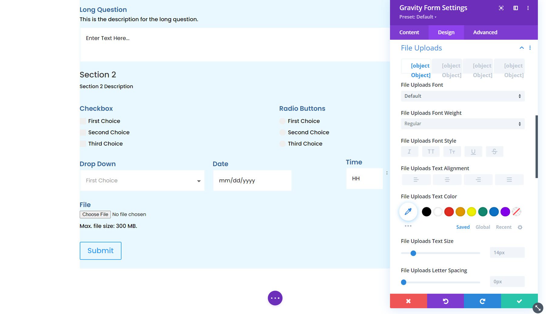 Modul Gravity Forms Styler untuk Unggahan File Divi