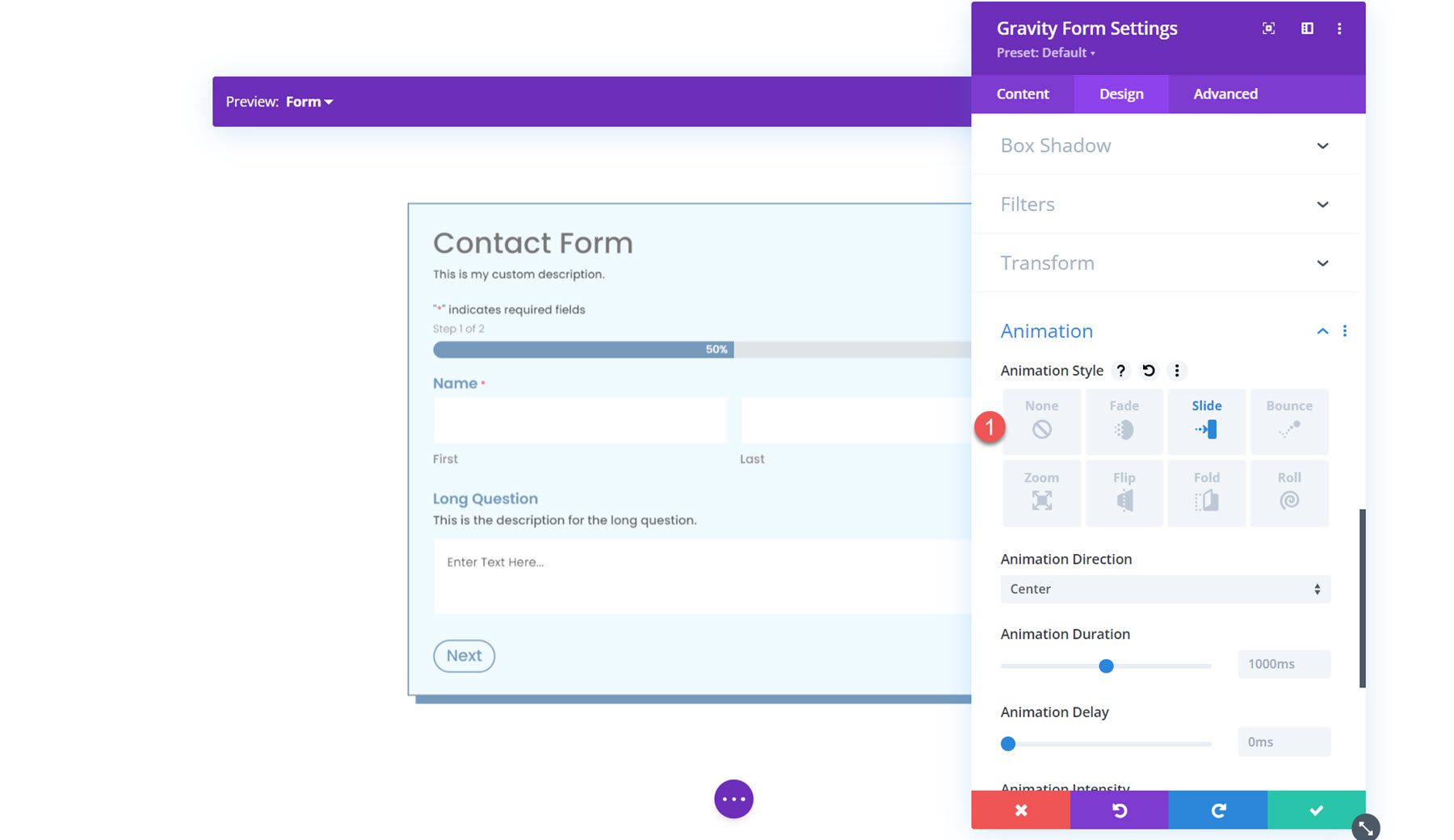 Modul Gravity Forms Styler untuk Animasi Divi