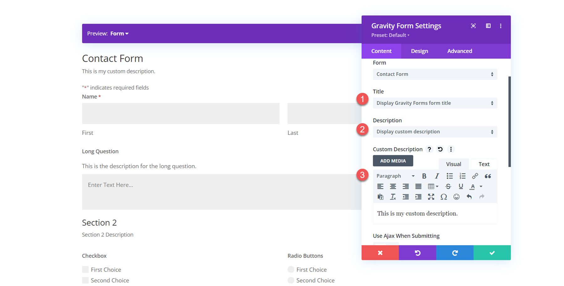 Modul Gravity Forms Styler untuk Deskripsi Judul Divi