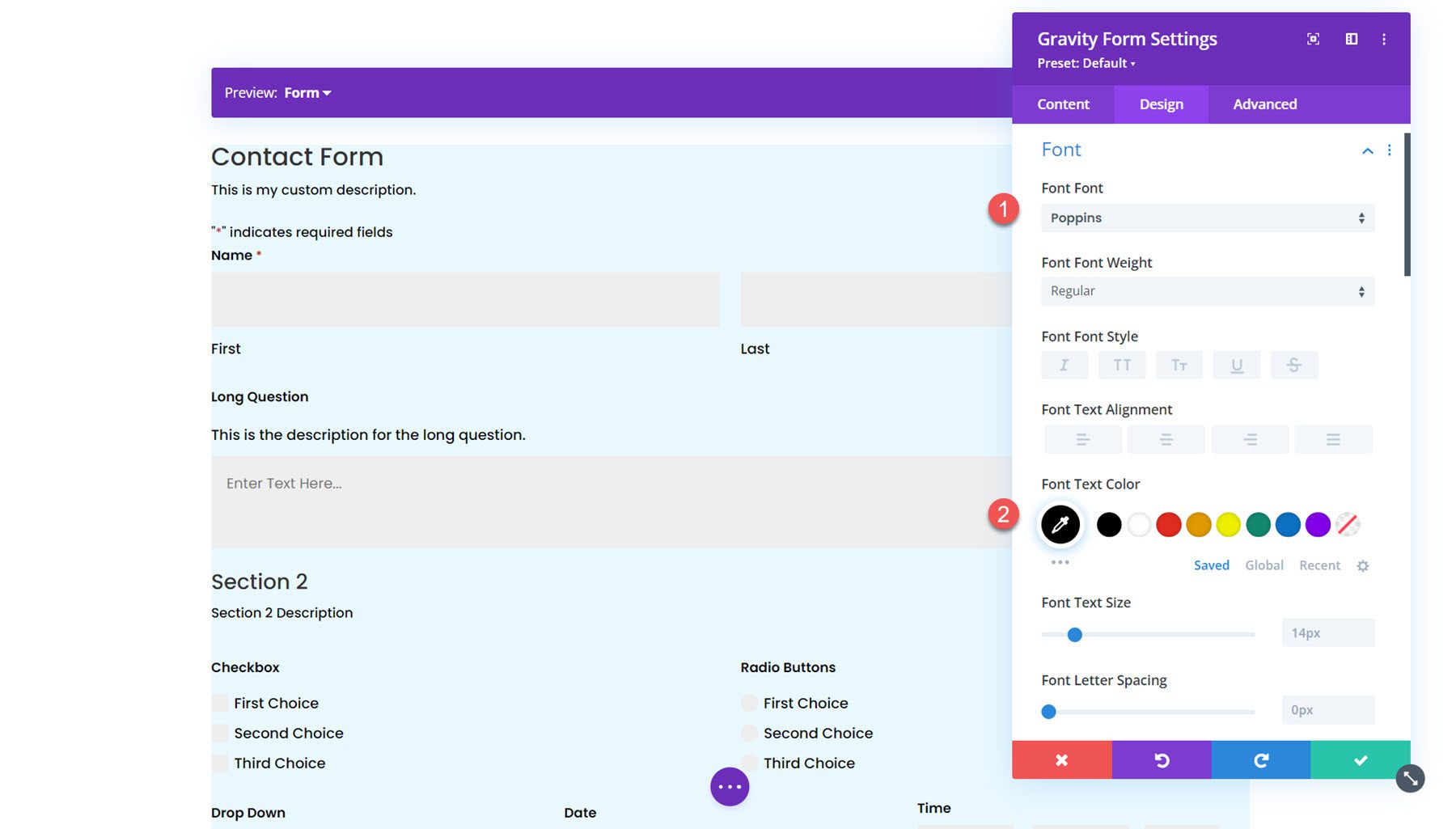Modul Penata Bentuk Gravitasi untuk Font Divi