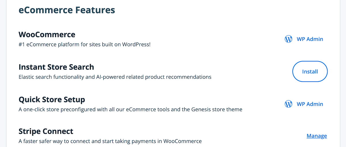 WP Engine E-Commerce-Funktionen