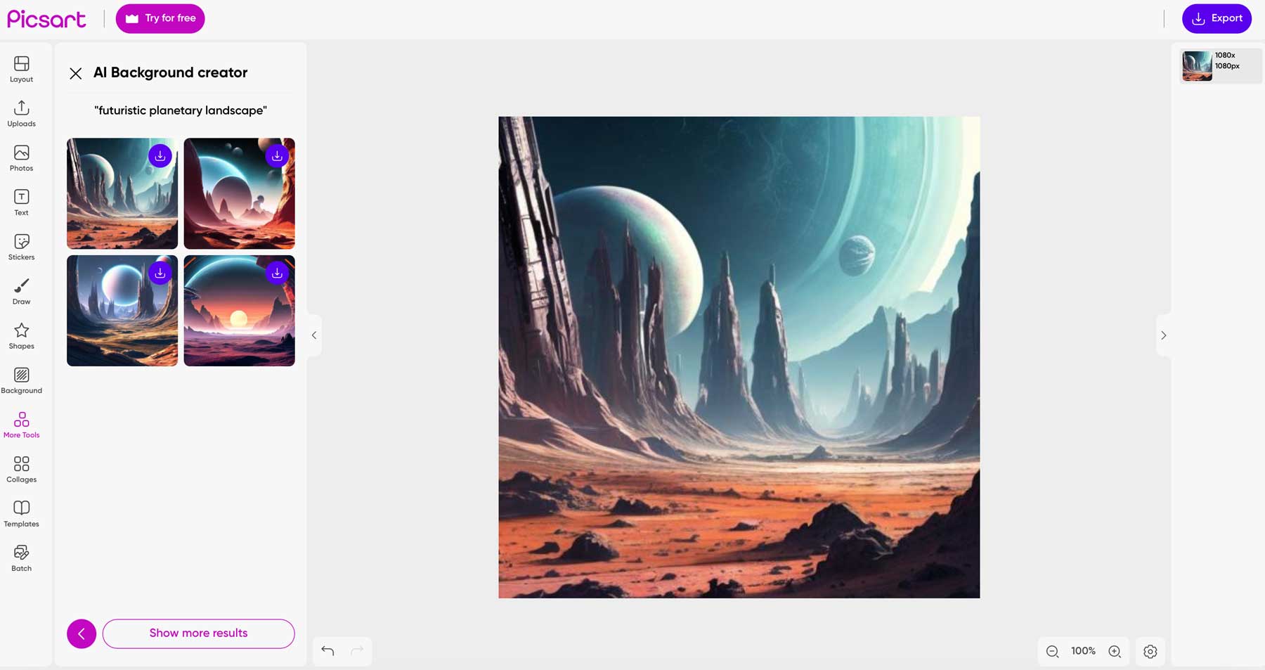 Generator latar belakang AI Picsart