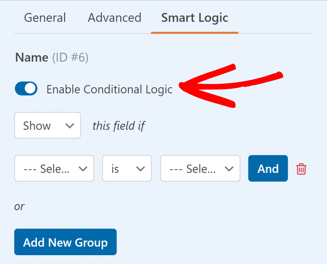 Enable conditional logic for repeater field