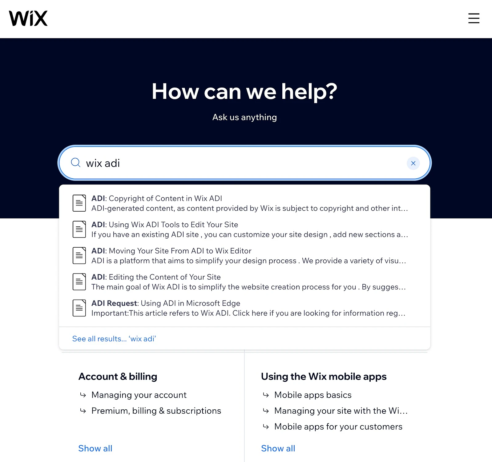 Wix ADI 支持渠道审查。
