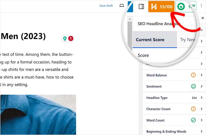 Analizar el título de la publicación del blog Analyze blog post headline