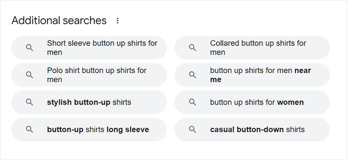 búsquedas adicionales additional searches