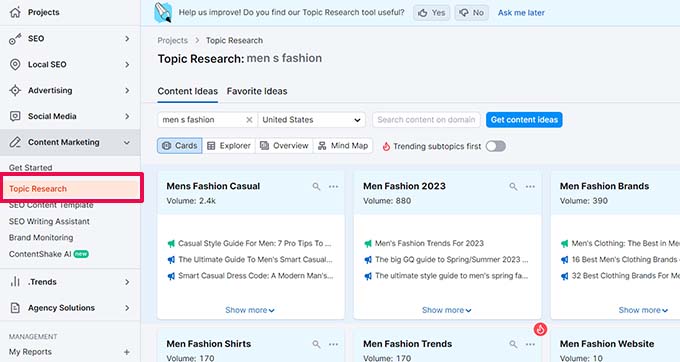 Herramienta de investigación de temas Topic research tool
