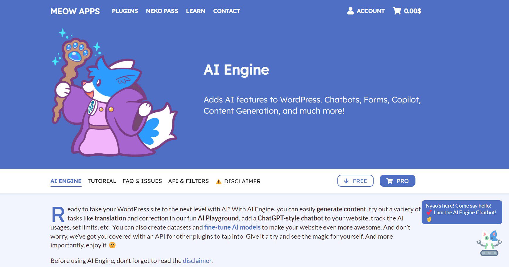 นักเขียนเนื้อหา WordPress ที่ดีที่สุด - ส่วนฮีโร่ AI Engine