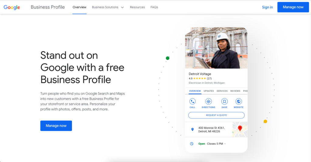Google 비즈니스 프로필 방문 페이지 개요