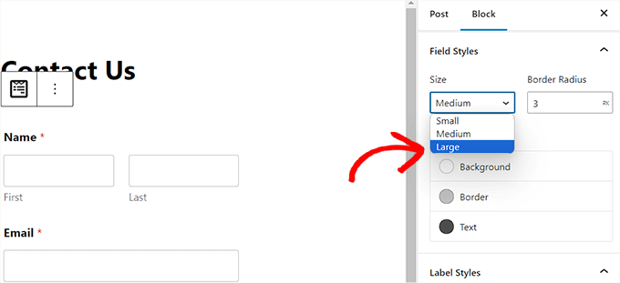Cambiar el tamaño y el radio del campo del formulario Change form field size and radius