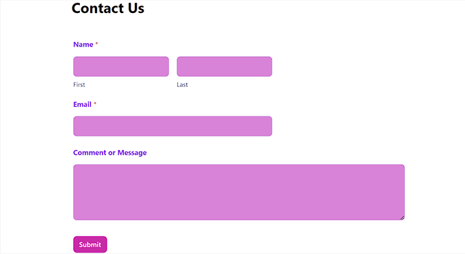 Vista previa de personalización del formulario Form customization preview