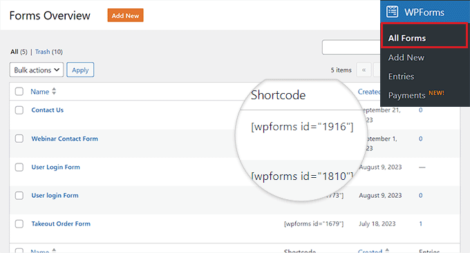 copiar el número de identificación del formulario copy the form ID number