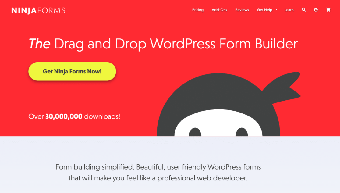The Ninja Forms homepage