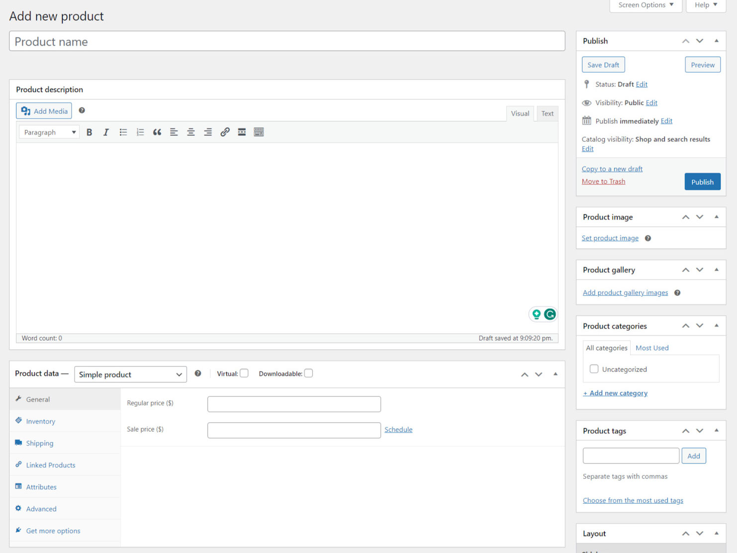 在 WooCommerce WordPress 中添加新产品页面