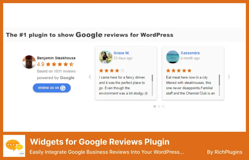 Widgets pour le plugin Google Reviews – Intégrez facilement les avis Google Business dans votre site Web WordPress