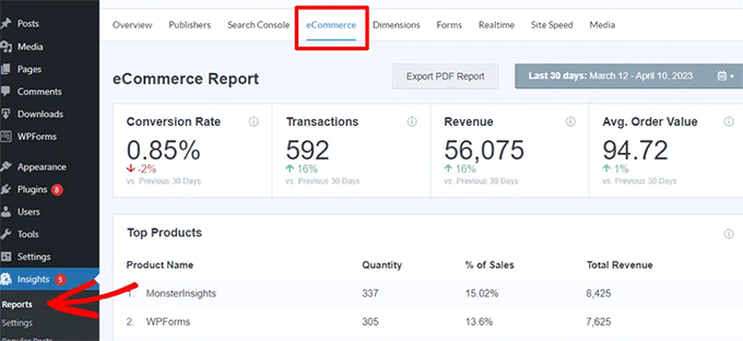Lacak konversi eCommerce di MonsterInsights Track eCommerce conversions in MonsterInsights