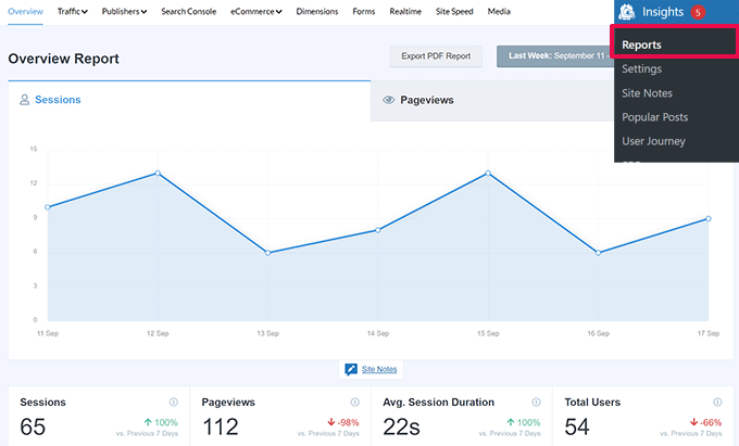 Laporan MonsterInsights MonsterInsights reports