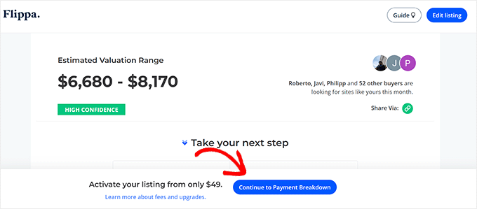 Aktifkan daftar Flippa Activate Flippa listing