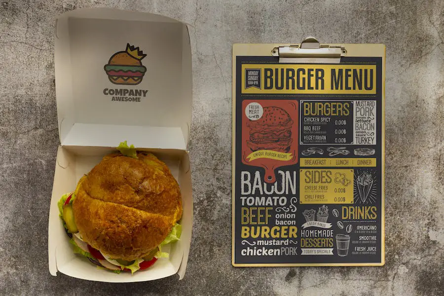 Makieta menu fast foodów -