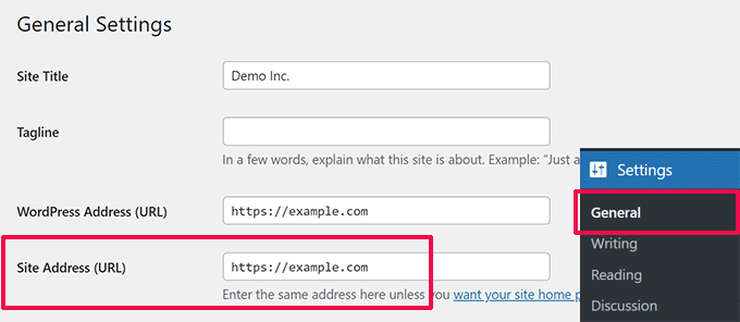 Adres miejsca Site Address