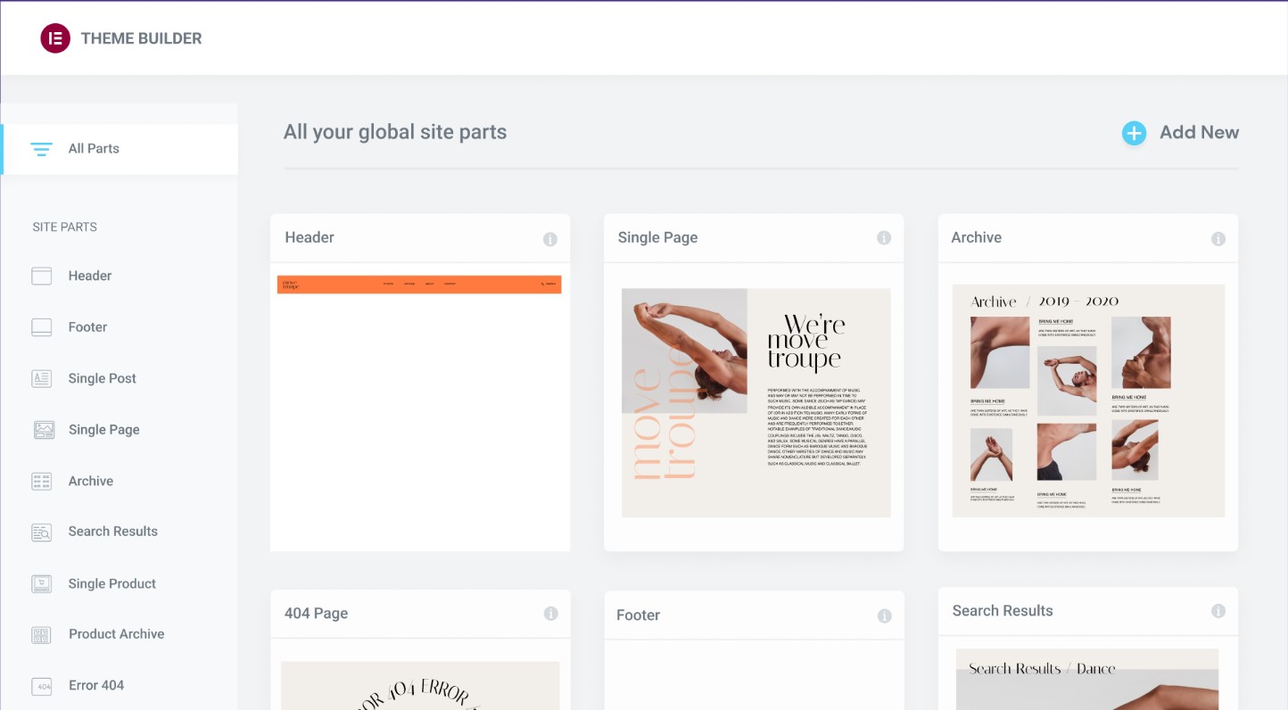 Elementor Theme Builder