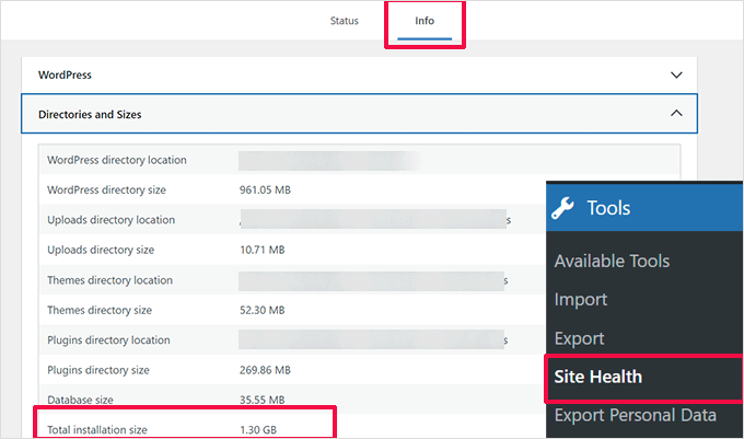 Calcularea dimensiunilor fișierelor WordPress Calculating WordPress file sizes
