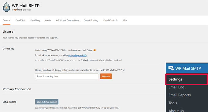 WP 메일 SMTP 설정 WP Mail SMTP settings