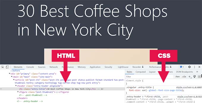 HTML 및 CSS 검사 Inspect HTML and CSS