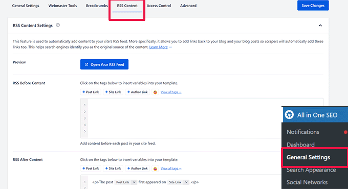 콘텐츠 전후의 RSS RSS before and after content