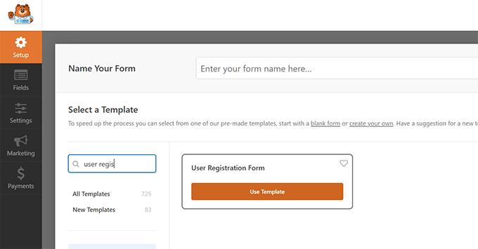 사용자 등록 양식 템플릿 User registration form template