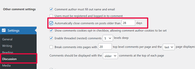 오래된 게시물의 댓글 닫기 Close comments on old posts