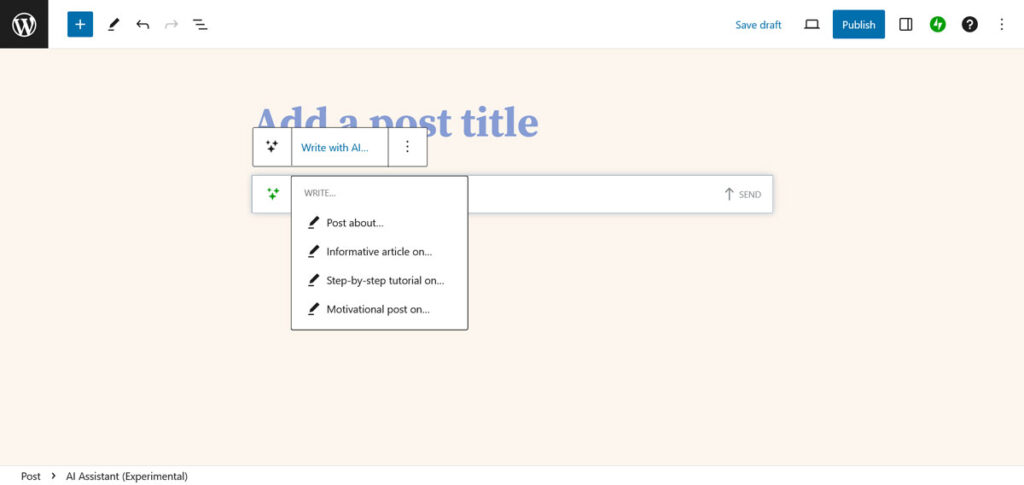 opzioni del prompt dell'assistente ai