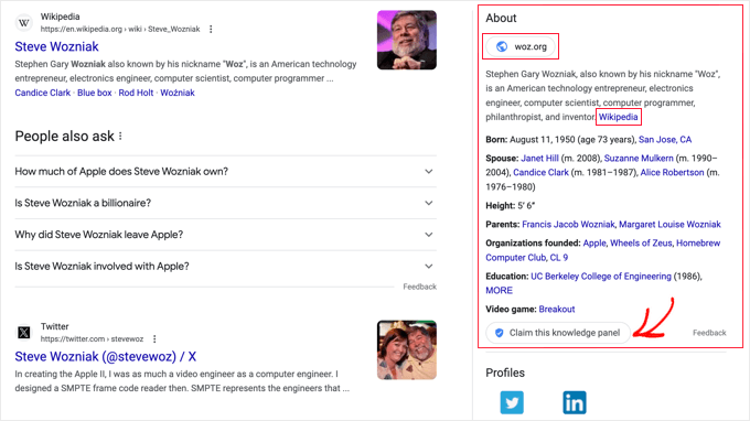 Contoh Panel Pengetahuan Google Orang Example of a Person Google Knowledge Panel
