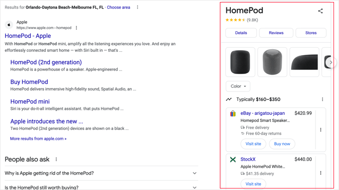 Contoh Panel Pengetahuan Produk Google Example of a Product Google Knowledge Panel